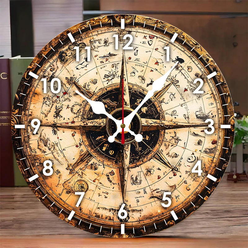 OceanThemedCompassWoodenRoundSilentHangingWallClock,SuitableForLivingRoom,Office,StudyRoom,Bedroom,HomeDecoration-AliExpress