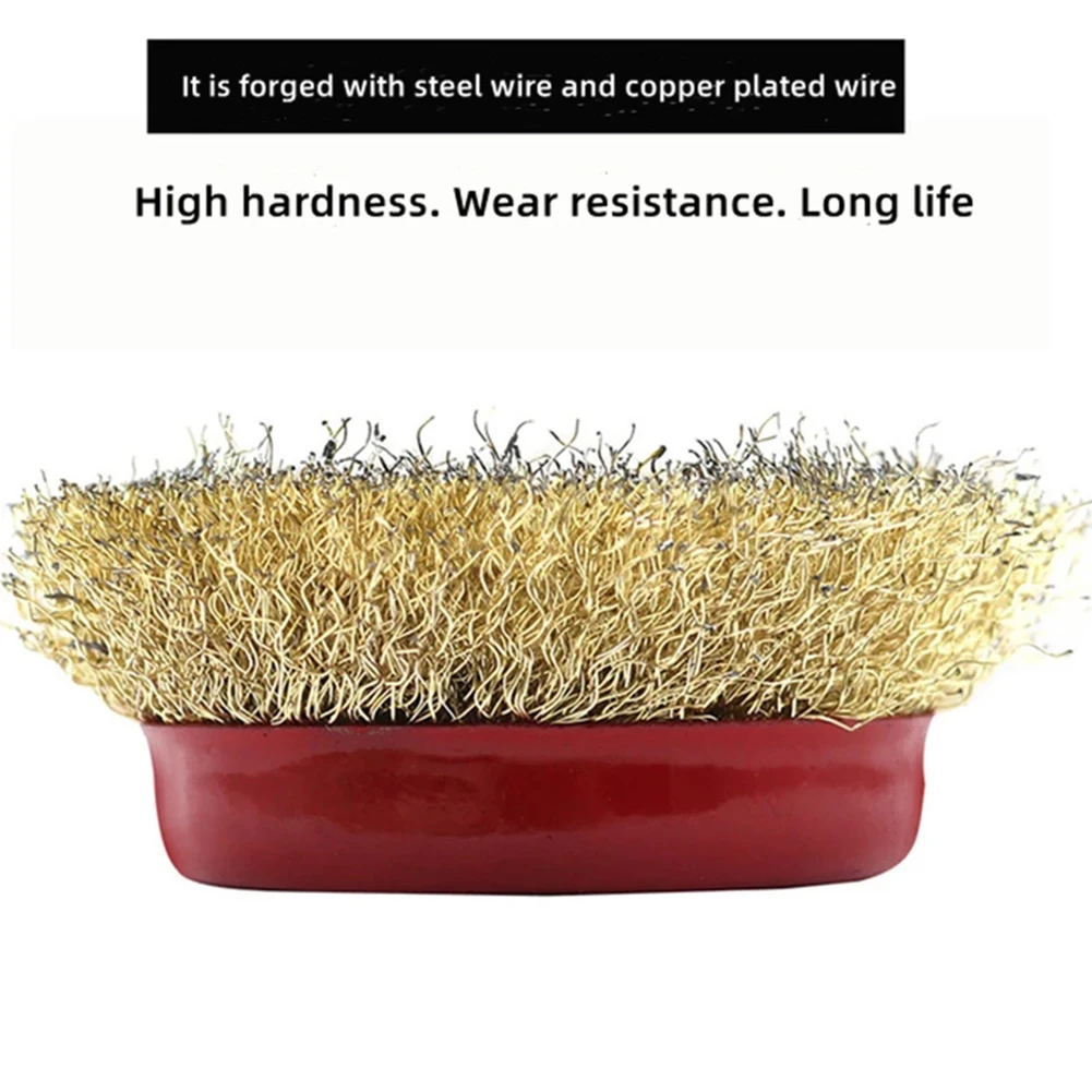 Copper Plated Steel Wire Brush Grinding Wheel Derusting Polishing Tool For Rust And Paint Removal Deburring  Cleaning Tool