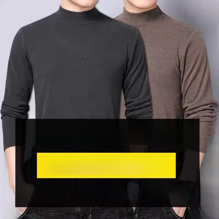 Warm Fce Long Sve T-irt Men's Slim Fit High Collar Base Layer irt Anti-Bacterial Youthful Trend Winter Season