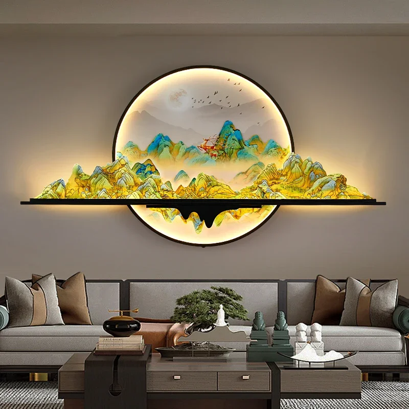 LED 모던 그림 벽 조명, 중국 창의적인 풍경 벽화 램프, 집 거실, 공부 침실 장식 그림, 86 라이트