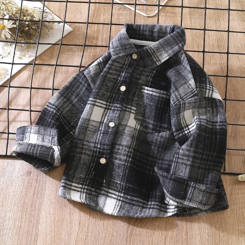 Kids Shirts Boys Shirts Children's Retro Color Patchwork Cardigan