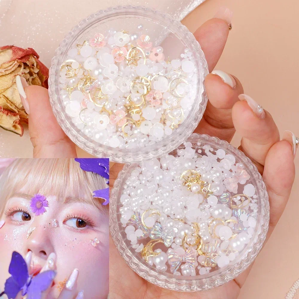 Makeup Rhinestone Stickers Makeup Stickers Rhinestone Stickers Makeup Accessories Butterfly Flower Face Makeup Decorative Patch Eye Facil Diamond Pearl Adhesive Rhinestone Glitter Sequin DIY Nail Art Decoration