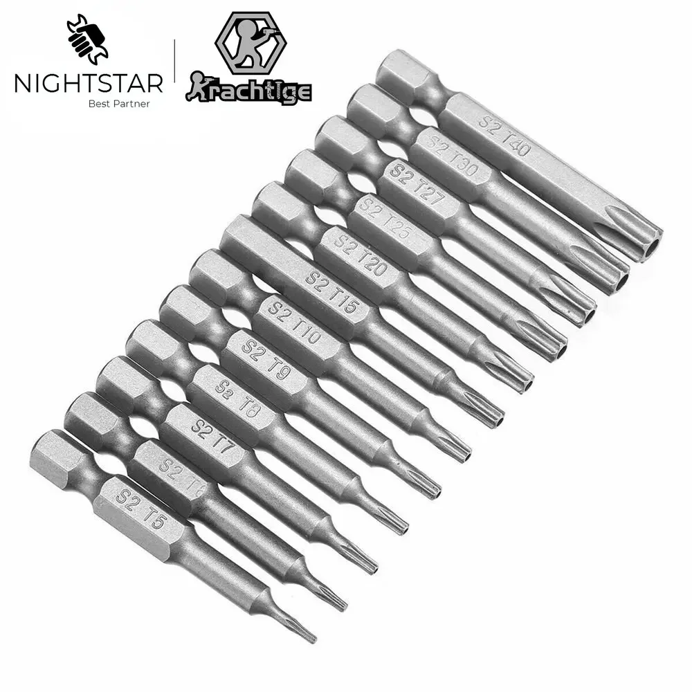

T5 T6 T7 T8 T9 T10 T15 T20 T25 T27 T30 T40 Torx Screwdriver Bit Set Hex Security Magnetic Head 1/4" Hex Shank Drill Bits
