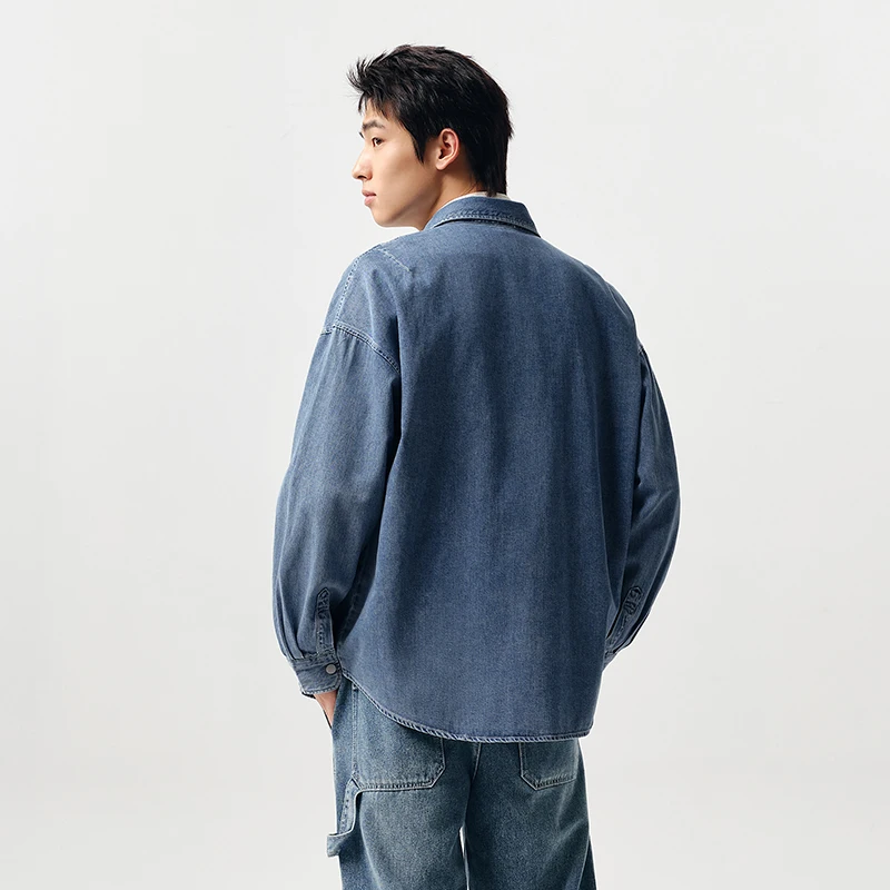 Semir Long-Sleeved Shirt Men Spring Pure Cotton Retro Style Denim Work Top