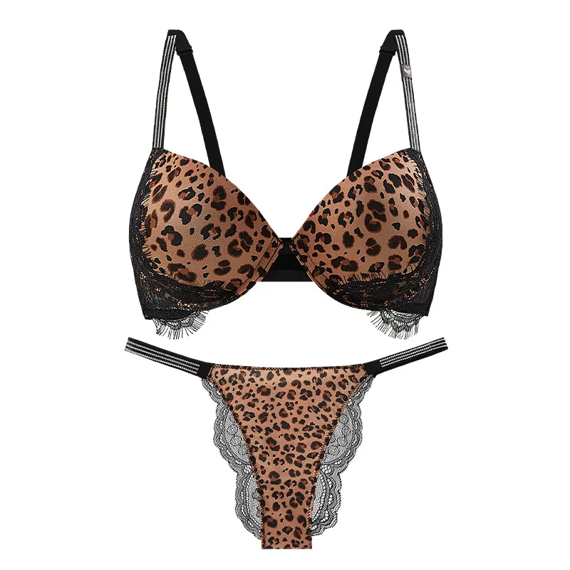 Push Up Underwear With Bulge Bralette Rhinestone Lingerie Pitted Bra and Panty Set for Women Seamless Brassiere Gathering Chest