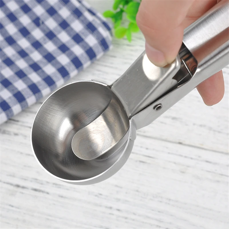 Stainless Steel Ice Cream Scoop Spoon Dough Meat Balls Easy Trigger Stacks Yogurt Buffet Cookie Rice Dishes Vegetable Purees