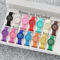 14 piece women's fashionable quartz watch set - candy colored silicone strap, digital display, 1