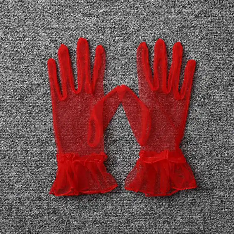 Sexy Transparentes 10 Colors Mesh Tulle Gloves Spring Summer Party Dancing Dress Wedding Thin Gloves Lolita Style Accessories