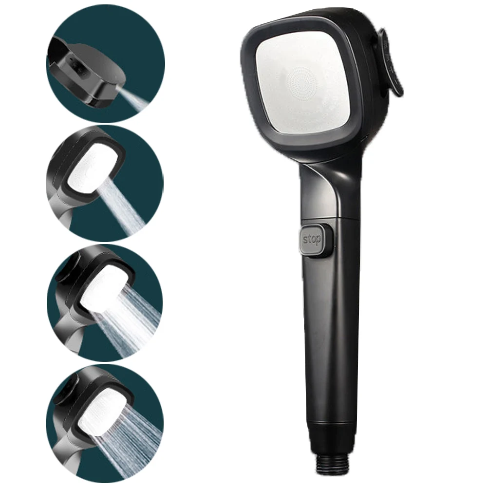High-Pressure Handheld Shower Head with Stop Button and Spa Massage功能