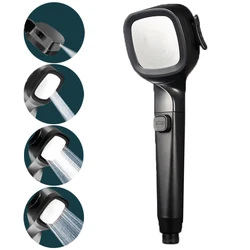 High-Pressure Handheld Shower Head with Stop Button and Spa Massage功能 (Black type C)