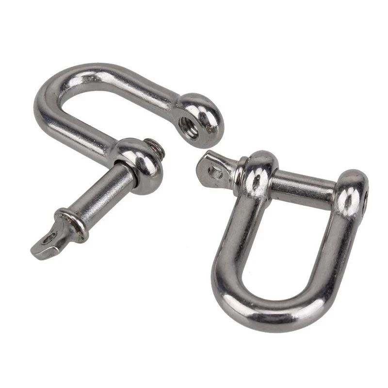 2PCS Boat 304 Stainless Steel M10 D Type Key Pin Shackle Safety Dee Screw Connecting Ring Marine Hardware Rigging frameless safety leisure finger ring slingshot stainless steel shooting catapult