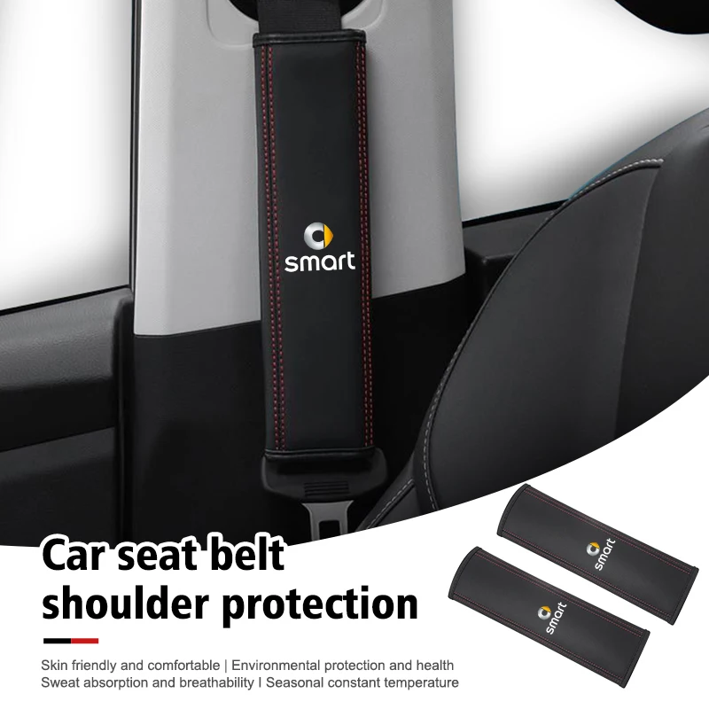 Per Smart Leather Car Seat Belt Cover Spalline Accessori Interni Fortwo 451 450 453 Forfour Cabrio Crossblade Roadster
