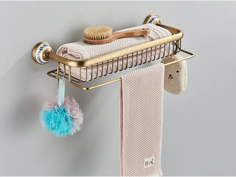Description Picture 3 of itemBathroom Accessory Antique Brass Luxury Paper Holder Toilet Brush Rack Commodity Basket Shelf Soap Dish Towel Ring & Hair Dryer