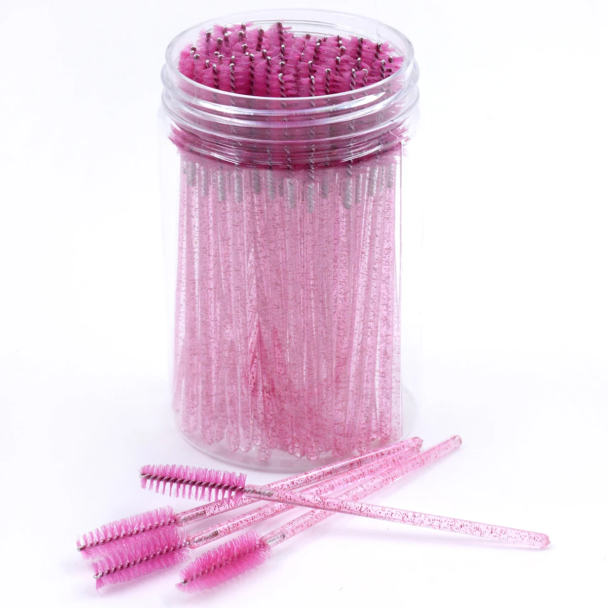 50-Pack Eyelash Extension and Mascara Brush Set with Storage Case - Wholesale Spoolies