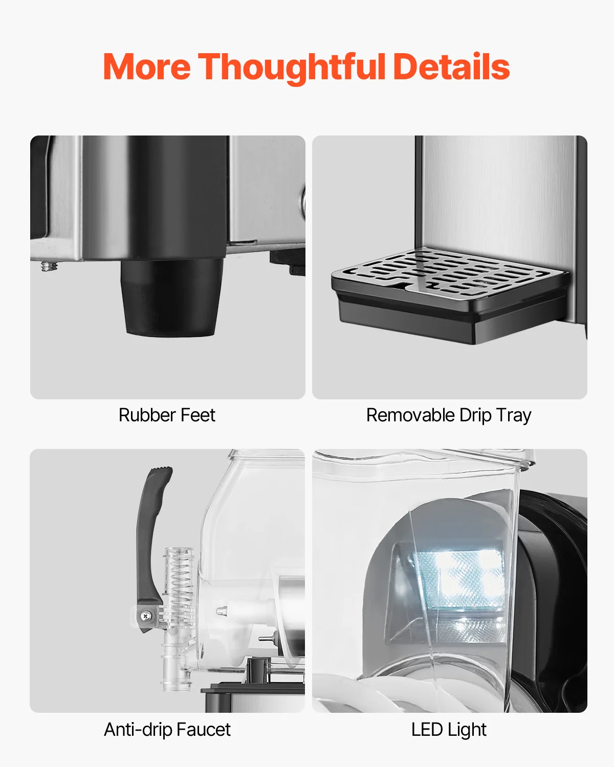 VEVOR Commercial Slushy Machine,4L Single Tank Frozen Drink Machine,16Cups Stainless Steel Margarita Smoothie Frozen Drink Maker 6