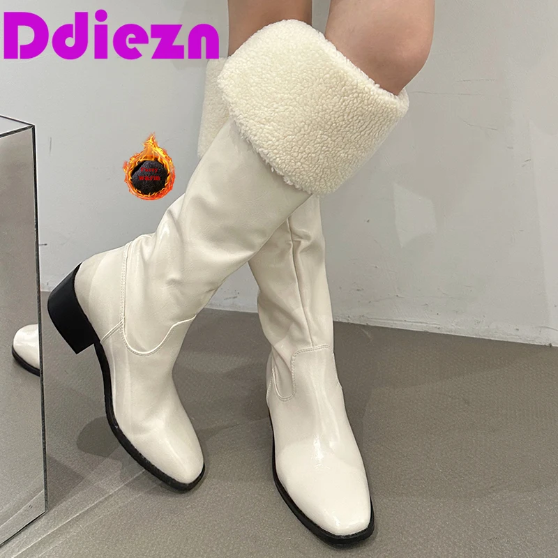 

Modern Over The Knee Boots For Ladies Footwear Female Furry Warm Fashion Autumn New In 2024 Women Western Long Boots Shoes Heels