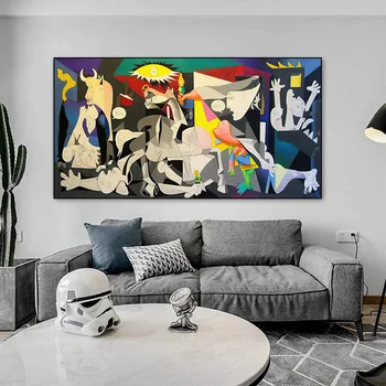 Picasso Famosa Pittura Guernica Tela Wall Art Poster astratti e stampe Immagini a parete per la decorazione domestica del soggiorno