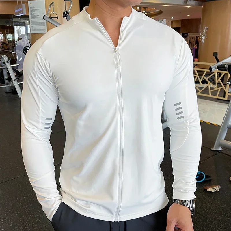 Men Sports Tights Gym Muscle Tights Ice Silk Breathable Running Training Clothes Autumn and Winter Quick Dry Outdoor Cycling Sportswear