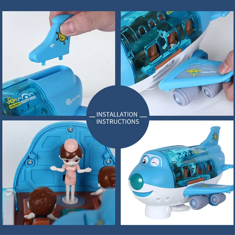 Electric Airplane Toy Model with Music and Lights for Kids
