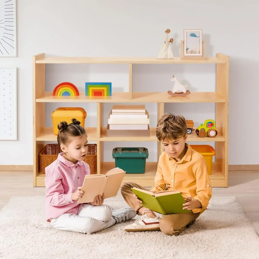 Shelf Toy Organizers and Storage, 31.5" H, 8-Compartment Wood Storage Cabinet, Montessori Bookshelf for Kids Room, Playroom 2