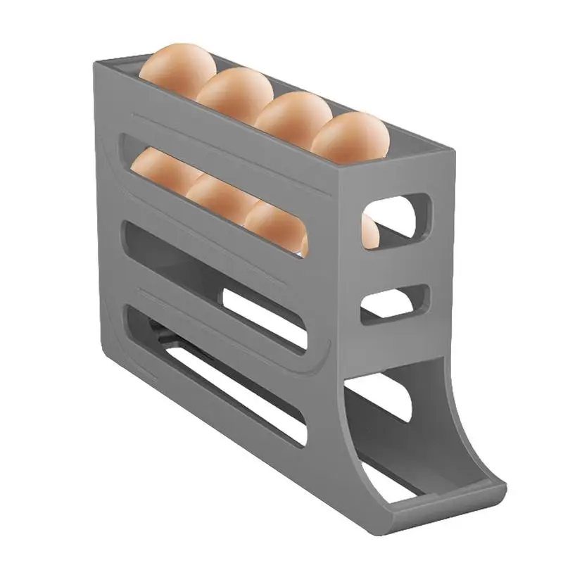 

Контейнер для хранения яиц, 4-уровневый держатель для яиц на колесиках, Диспенсер, контейнер для хранения продуктов с автоматическим поворотом, поднос для яиц на 30 яиц
