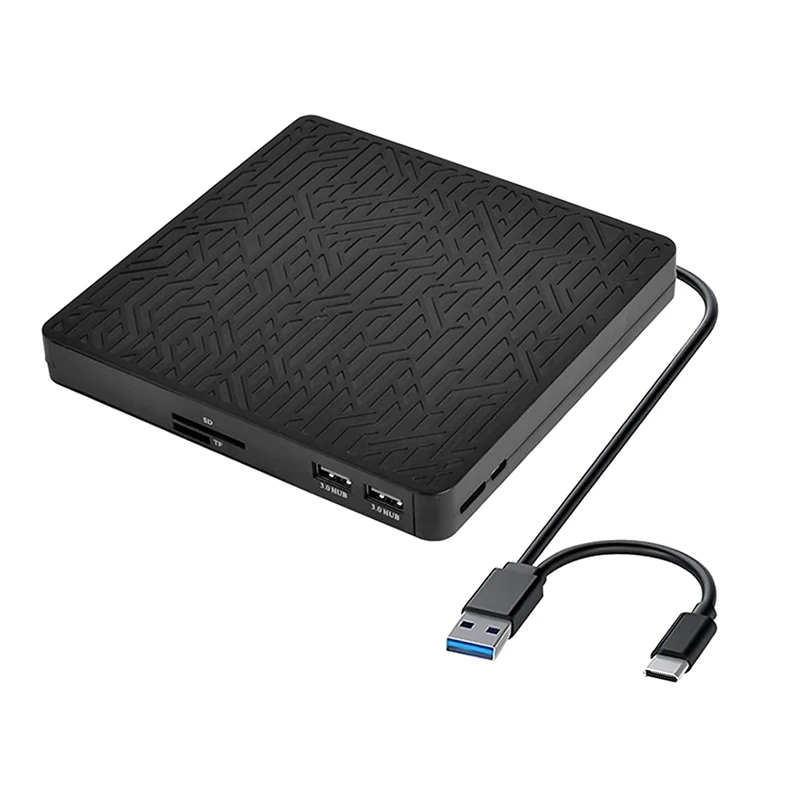

Внешний DVD-привод, USB3.0/Type-C DVD CD ROM +/-RW плеер для ноутбука, конфорка оптического диска с 2 портами USB3.0, порт SD/TF