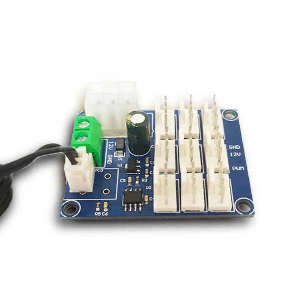 DC12V 9-Way PWM Speed Controller NTC Temperature Control Speed Moudle for PC CPU Cooler Fan Board Multi-channel Governor