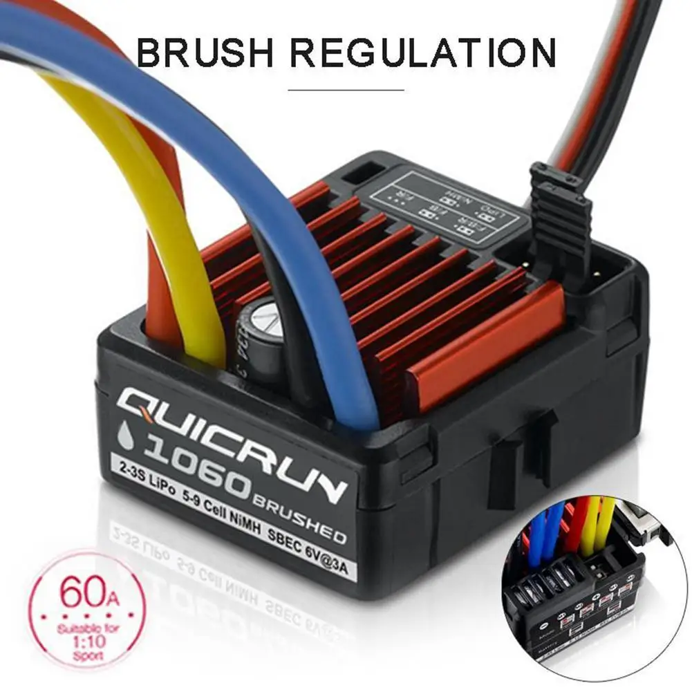

1pcs Quic Run 1060 60A Brushed Controller RC For 1:10 Speed ESC Electronic Waterproof Car