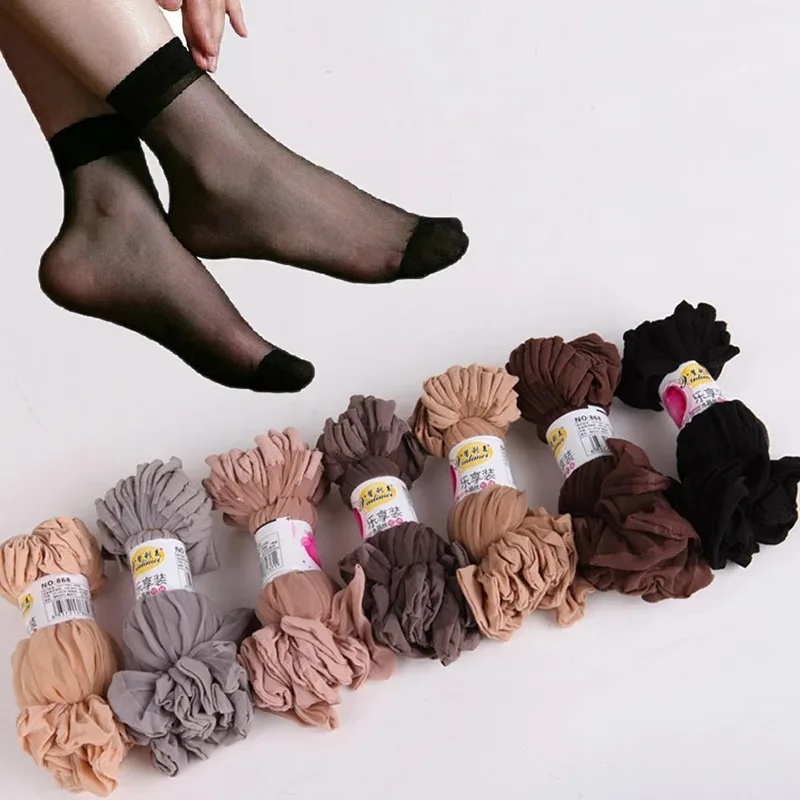 2Pairs Transparent Summer Socks Ultrathin Women Nylon Ladies Female Short Ankle Meias Elastic Crystal Spring Silk Sox Cool Socks