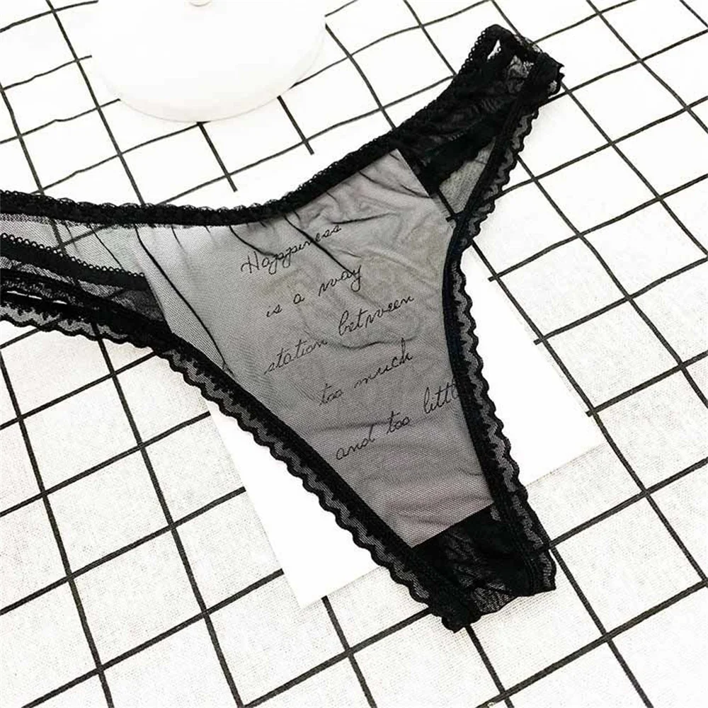 Thong for Women 3PCS Ruffles Lace Perspective Underwear Low Waist G-string Panty lace panties female underwear women panties womens underwear