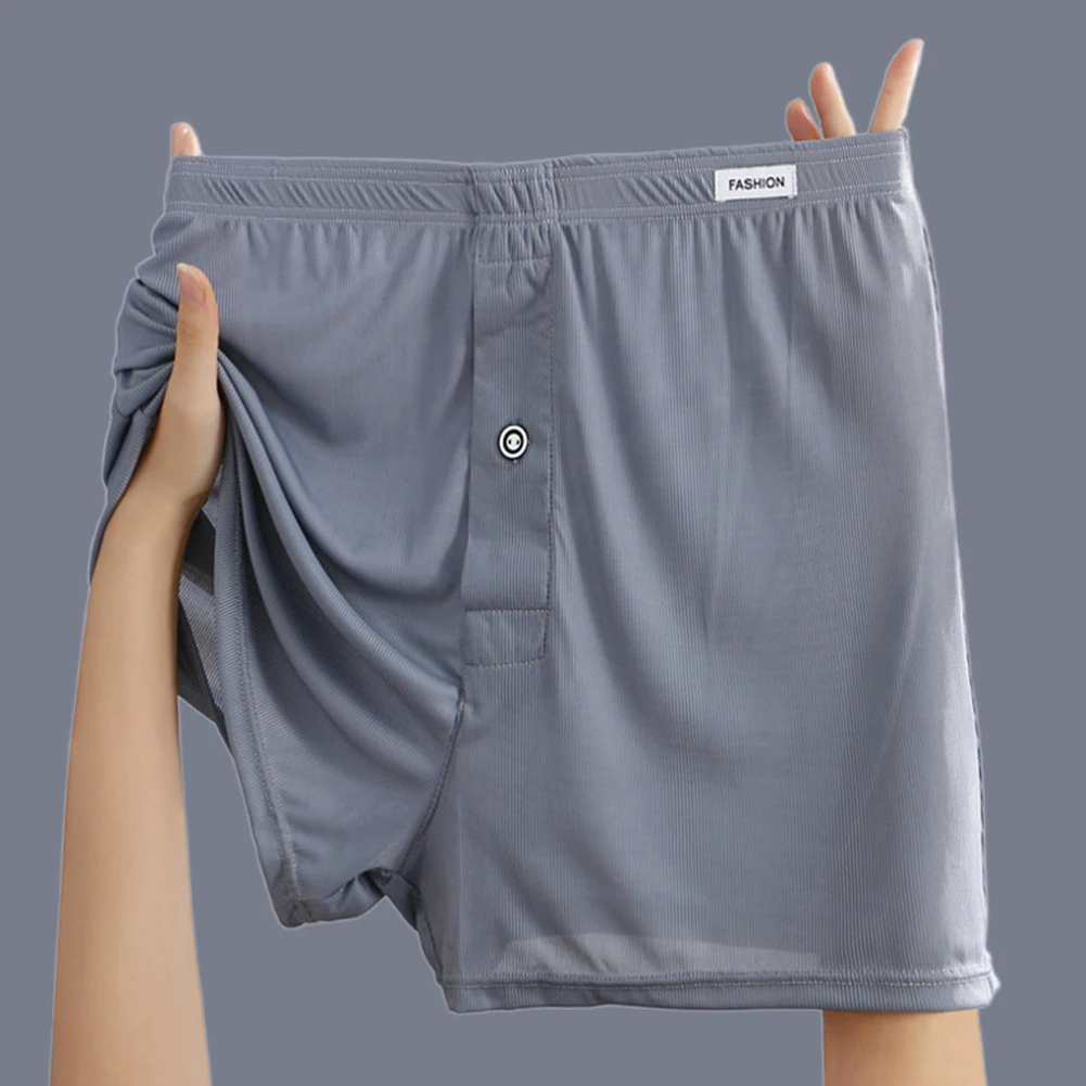 KAMUON Pantalones Cortos De Dormir Para Hombre, Sexy, Transpirable, Con Bolsa Incorporada, Ropa Interior, Negro Gris
