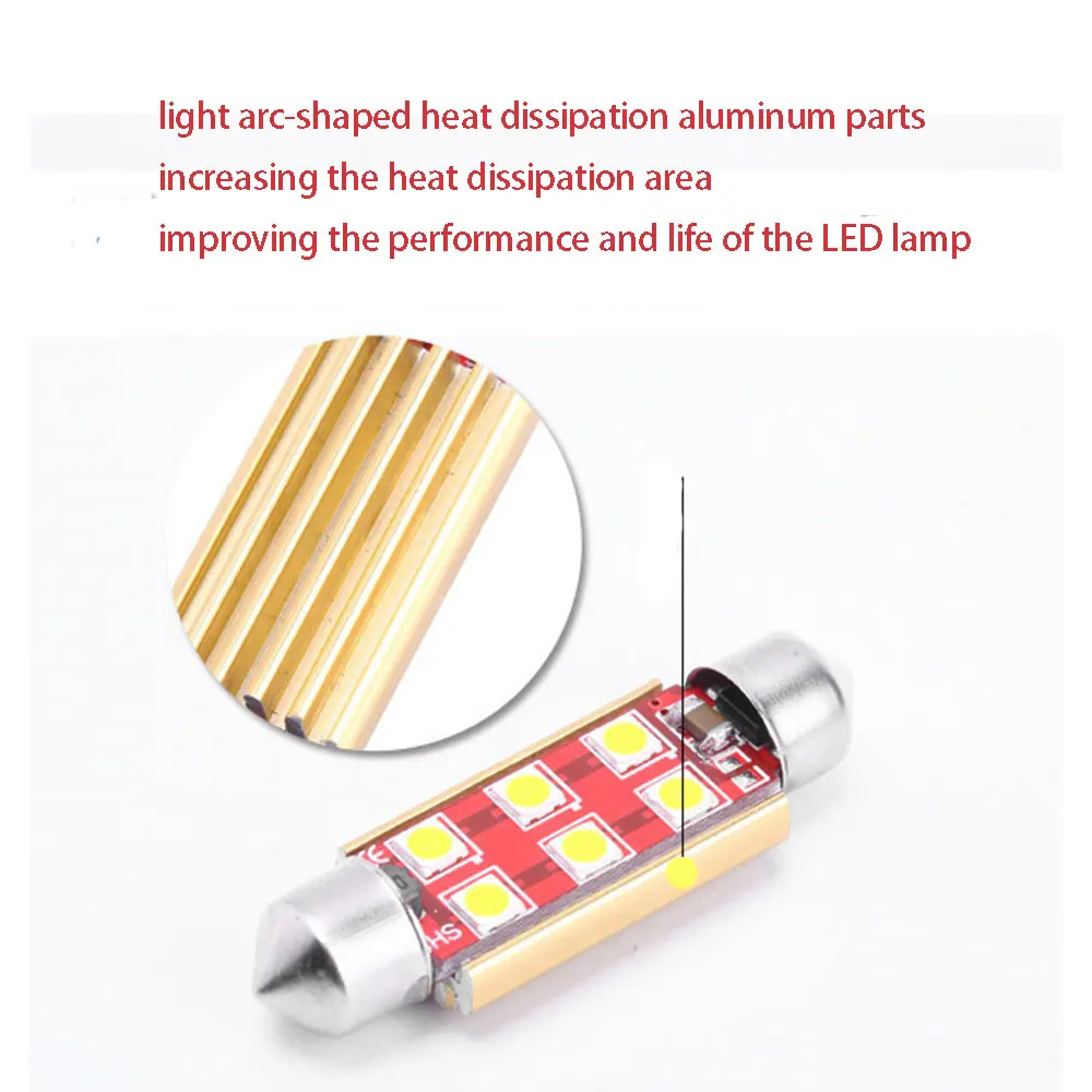 Car Interior Light Bulbs 41mm 12V SMD-1W 6LED Auto RV Interior Dome Lamp Reading Bulbs Universal 2pcs