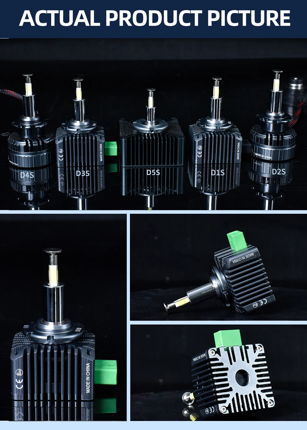 Integrierte wärmeleitende LED-Scheinwerferlampen mit Kupfersäule D1S D2S D3S D4S D5S Spielen und Spielen für die Beleuchtung von Autoscheinwerfern – Detail 13