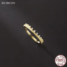 

JECIRCON 100% Real 925 Sterling Silver Crown Exquisite Slim Rings for Women Simple ins Gols Silver color Party Jewelry Gift