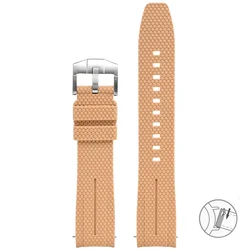 Curved End Silicone Quick Release Watch Band - 20mm Rubber Strap - 20mm (Light brown)