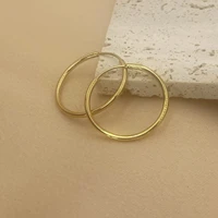 Stainless Steel 12-70mm Minimalist Big Circle Hoop Earrings for Women Trendy Gold Color Metal Smooth Round Earring Jewelry 6