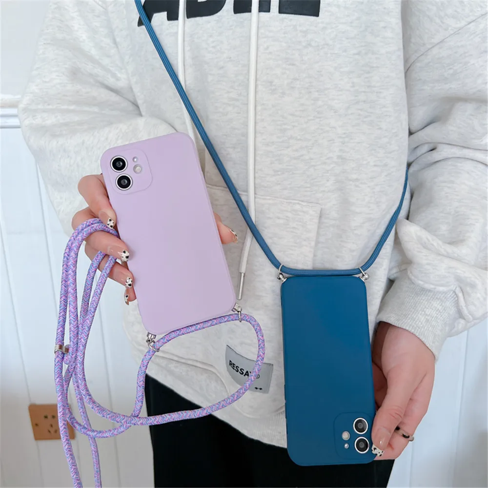 Crossbody Necklace Lanyard Cord Strap Soft Silicone Phone Case Cover