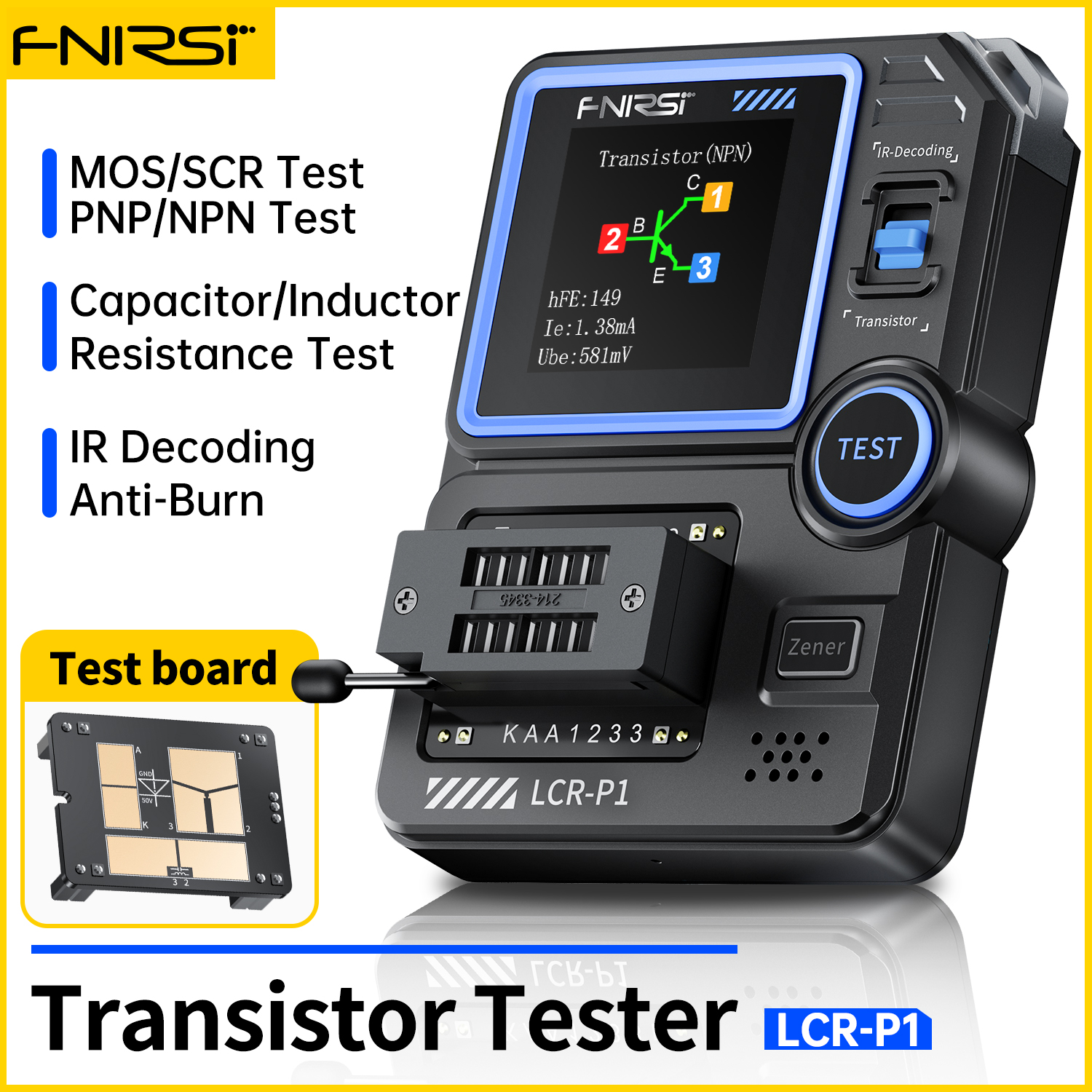LCR-P1 Transistor Tester Capacitance Resistance Transistor Diode Triode LCR ESR NPN PNP SMD IR Multifunction Tester