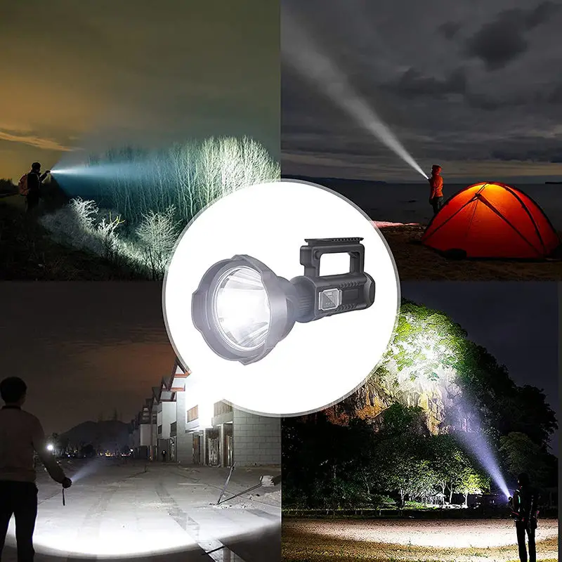 Foco LED recargable de alto lúmenes, linterna superbrillante Con 4 modos,  reflector grande impermeable IPX5 con trípode