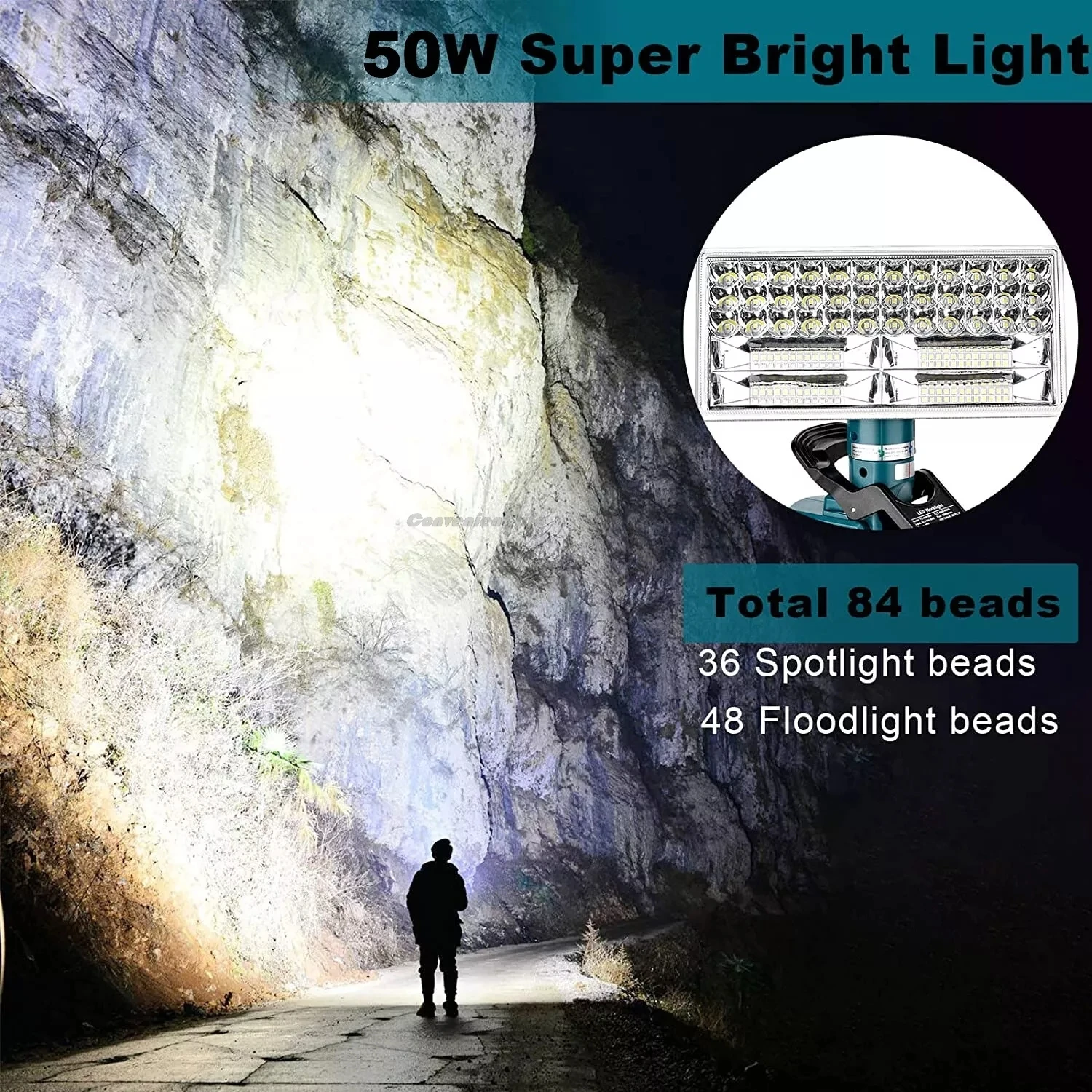 4200LM Cordless LED Work Light for Makita 18V Battery Floodlight Spotlight Flash
