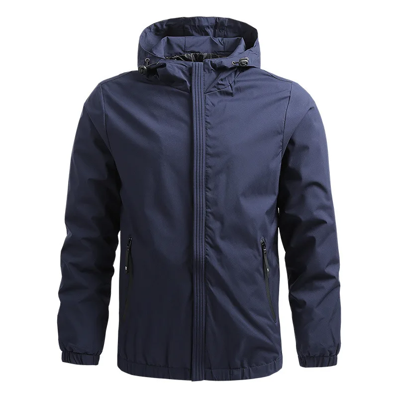 Spring/Autumn men's jacket outdoor bicycle solid color windproof waterproof sports hooded coat simple fashion men's windbreaker