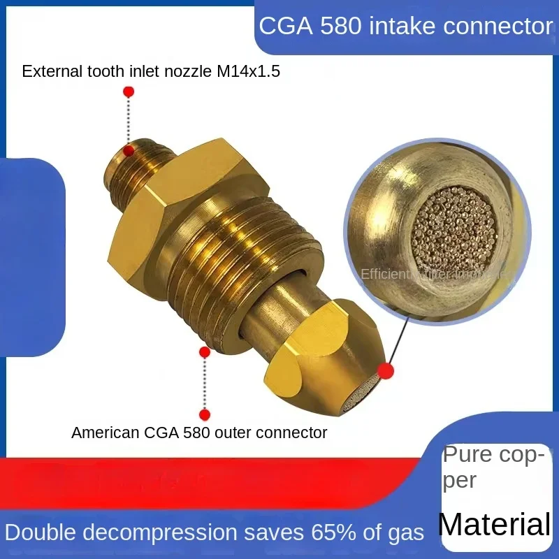 Gas Cylinder Joint CGA580 Conversion Joint: American Argon CO2 Gas Cylinder Pipeline Outlet Internal Thread Conversion External Thread M14
