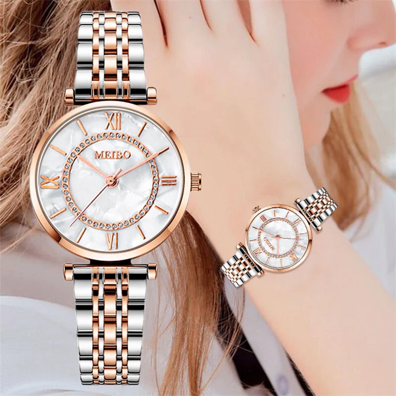 Womens Luxury Crystal Women Bracelet Watches Fashion Diamond Ladies Quartz Watch Steel Female Wristwatch