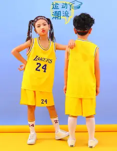 Conjunto de camiseta de baloncesto para niños pequeños, camiseta sin mangas  con letras y pantalones cortos para correr, ropa de verano para niños