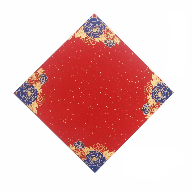 Red Dragon & Phoenix Waxed Xuan Paper - 20 Sheets 13.4x13.4" For Chinese Calligraphy & Spring Couplets