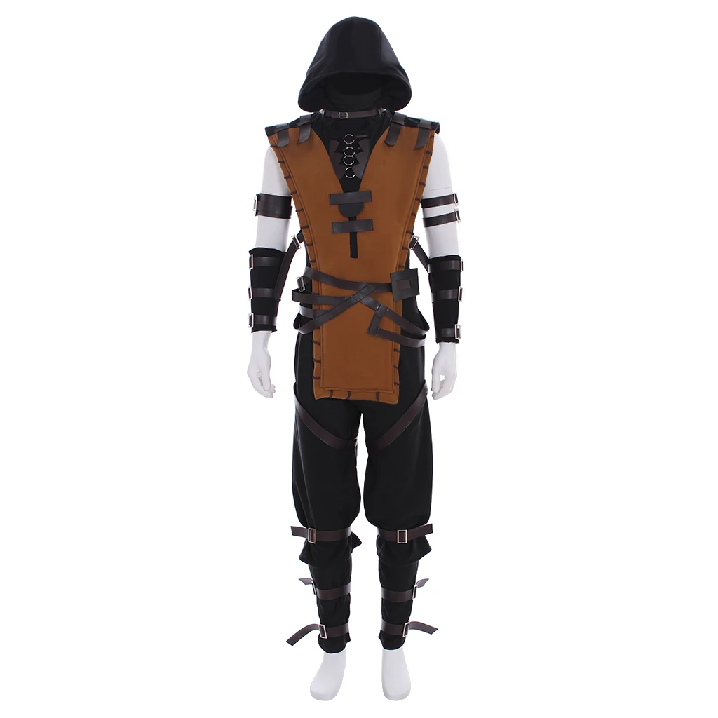 Mortal Kombat X Scorpion Hanzo Hasashi Shirai Ryu Warrior Cosplay Costume for Men (Unofficial)