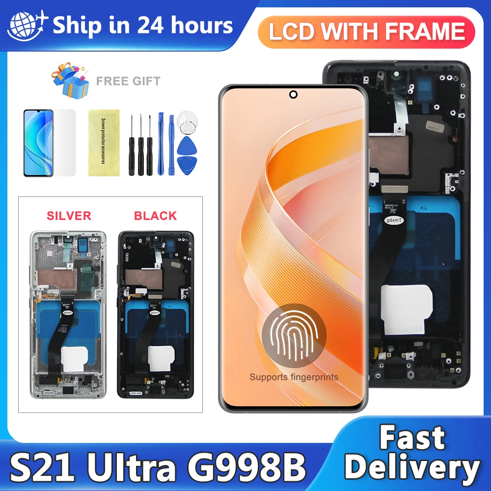 AMOLED Samsung Galaxy S21 Ultra 5G G998B G998B/DS Lcd Display Digital Touch Screen S21Ultra Display