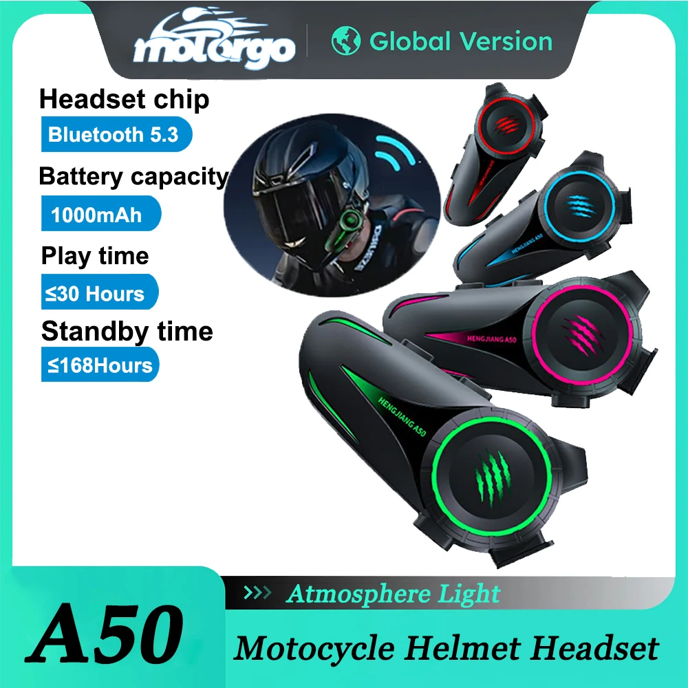 A50 Motorcycle Helmet Headset Bluetooth Waterproof