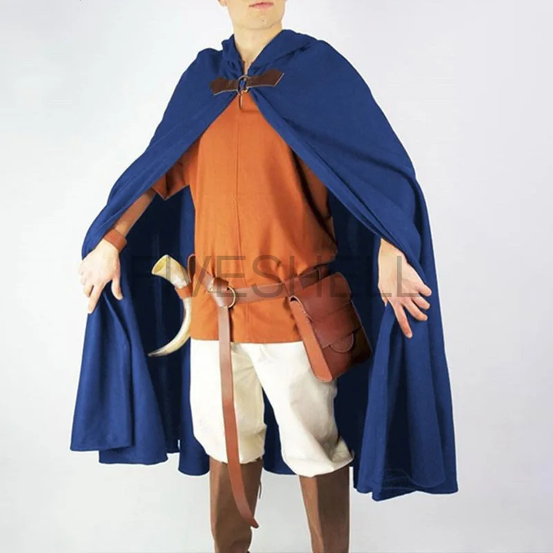 Mantello Vichingo Uomo Con Cappuccio - Lunghezza Media, Costume Nordico Per Cosplay, Feste A Tema, Primavera/Autunno, Ispirato Ai Miti Nordici - 2