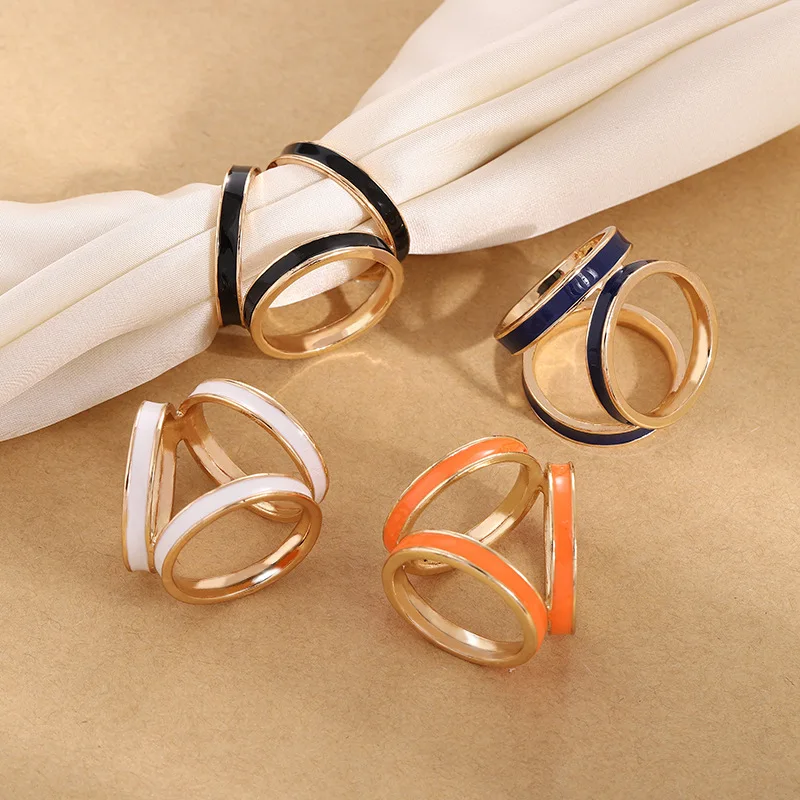 Scarf Rings Brooch Ring Clip Simple Style Scarf Ring Smooth Buckle For Women  Alloy Clothing Wrap Clasp Gold 